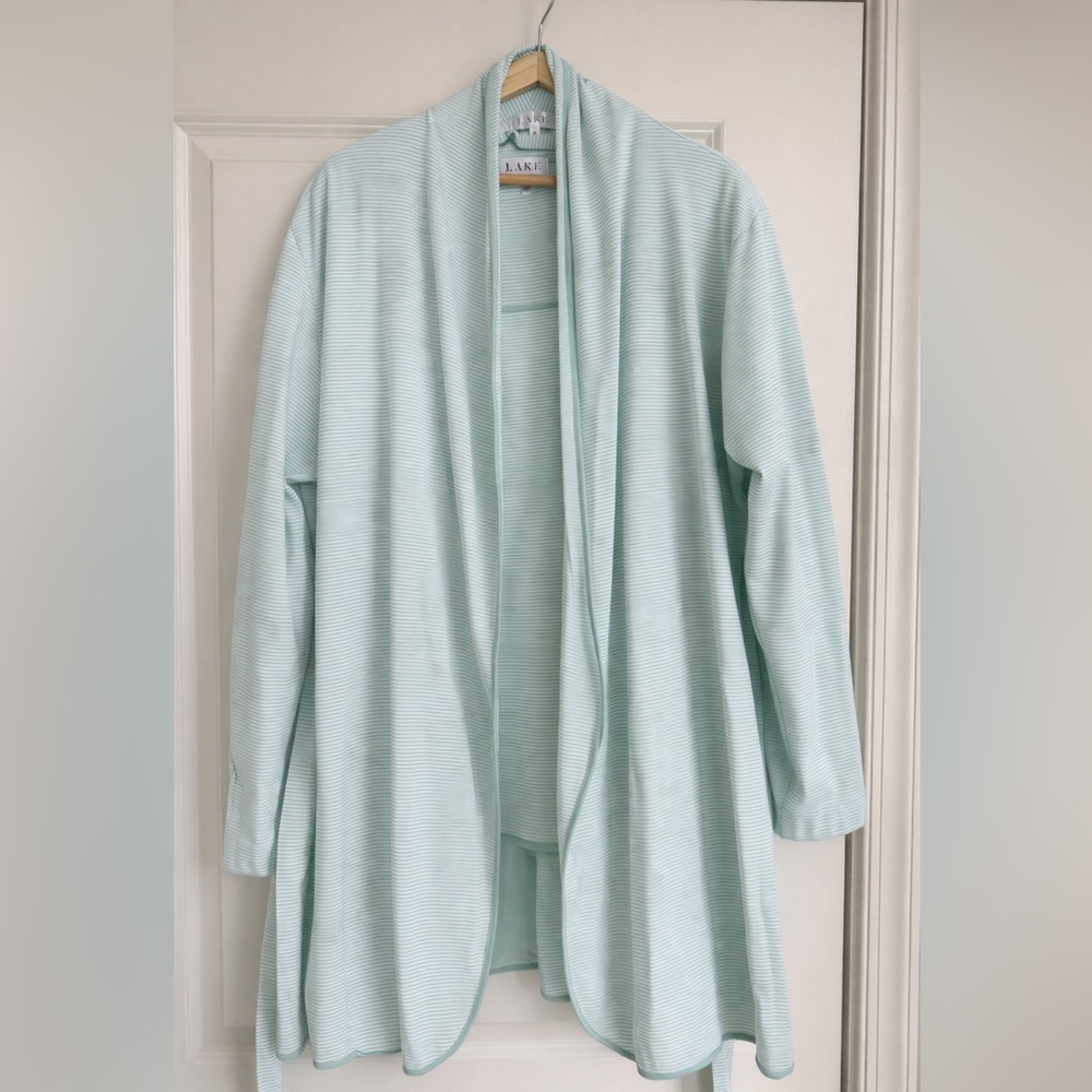 Light Blue Striped Sleep Shirt and Robe